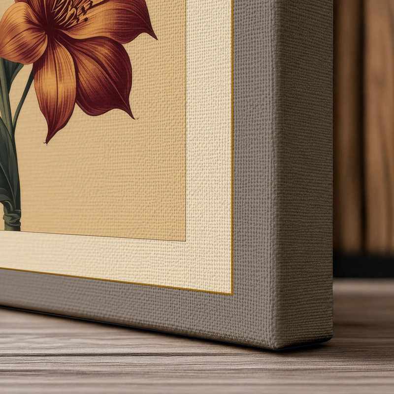 Terracotta Bloom Study Botanical - Wrapped Canvas, 18x12 - 45.7 x 30.5 cm, Taupe Border