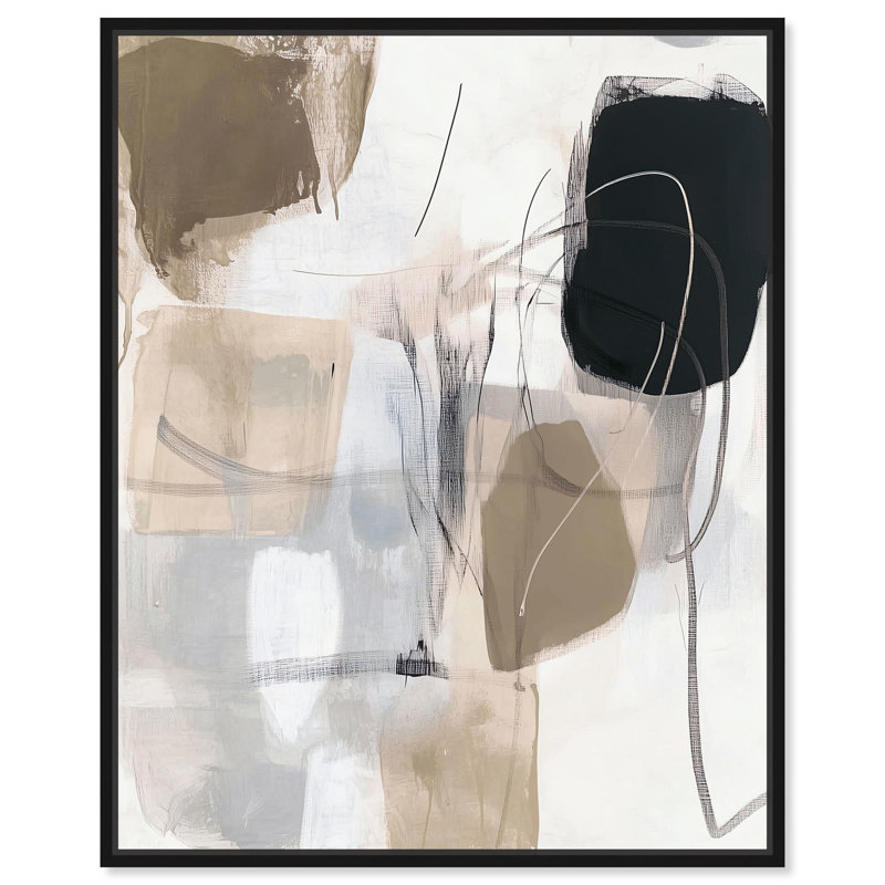 Toile contemporaine I par Art Remedy, H 21 po x l 17 po, Cadre flottant, Noir