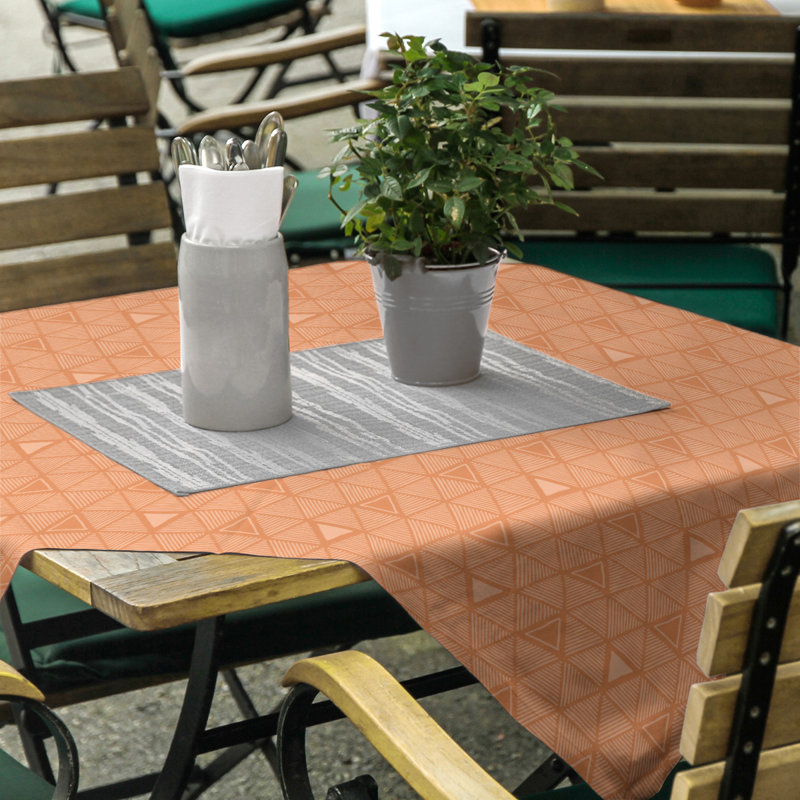 Classic Hand Drawn Triangles Tablecloth, Orange