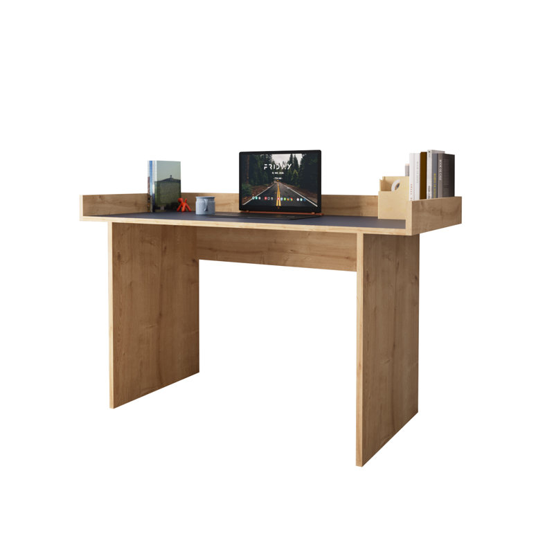 Bimossa Somas 117cm Wide Home Office Desk, Elegant Writing Table with Raised Edges, Modern Workstation for Remote Work, Study Desk & Computer Table, Ideal for Home Working & Study Spaces