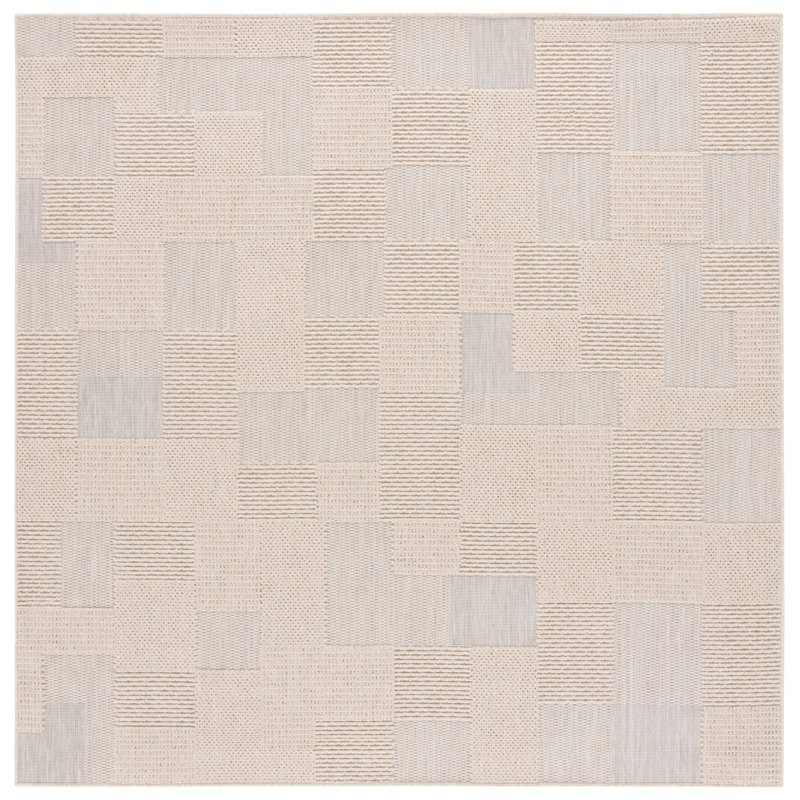 Tapis d'intérieur / extérieur à motif géométrique Sanchia Performance, Carré 6 pi 7 po