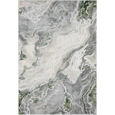 Abani Skelton Collection ATL150C Abstract Marble Grey Green Area Rug