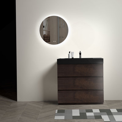 Meuble-lavabo autoportant avec grand lavabo et rangement
