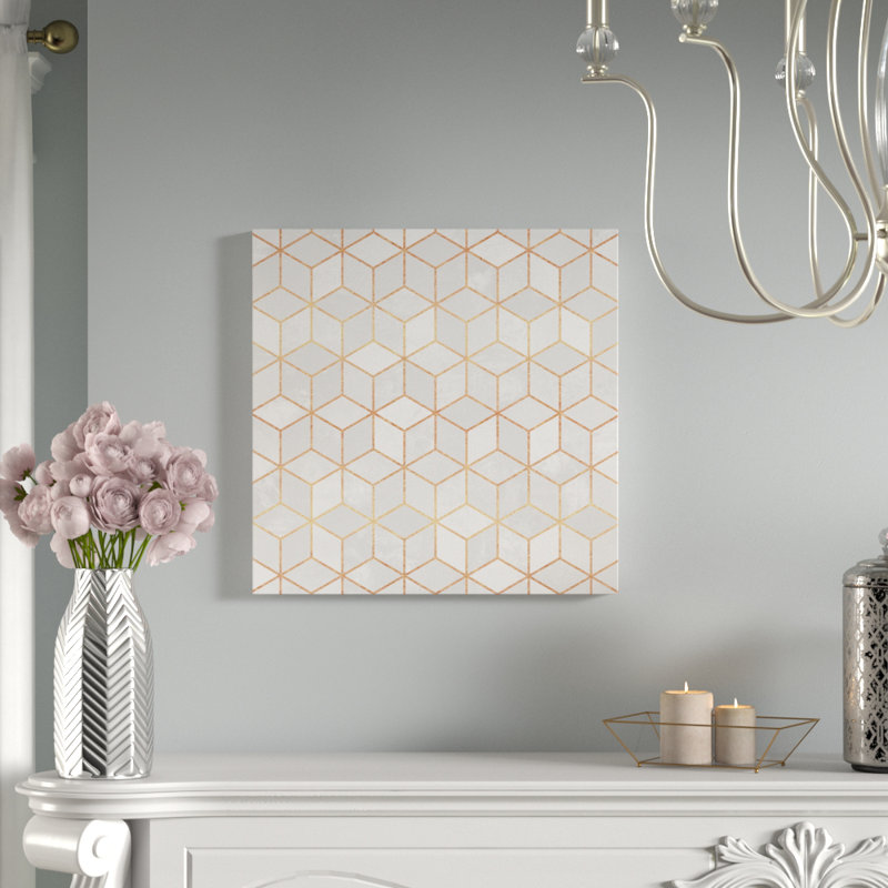 " White Cubes " by Elisabeth Fredriksson, 26" H x 26" W x 1.5" D, No Mat, Wrapped Canvas