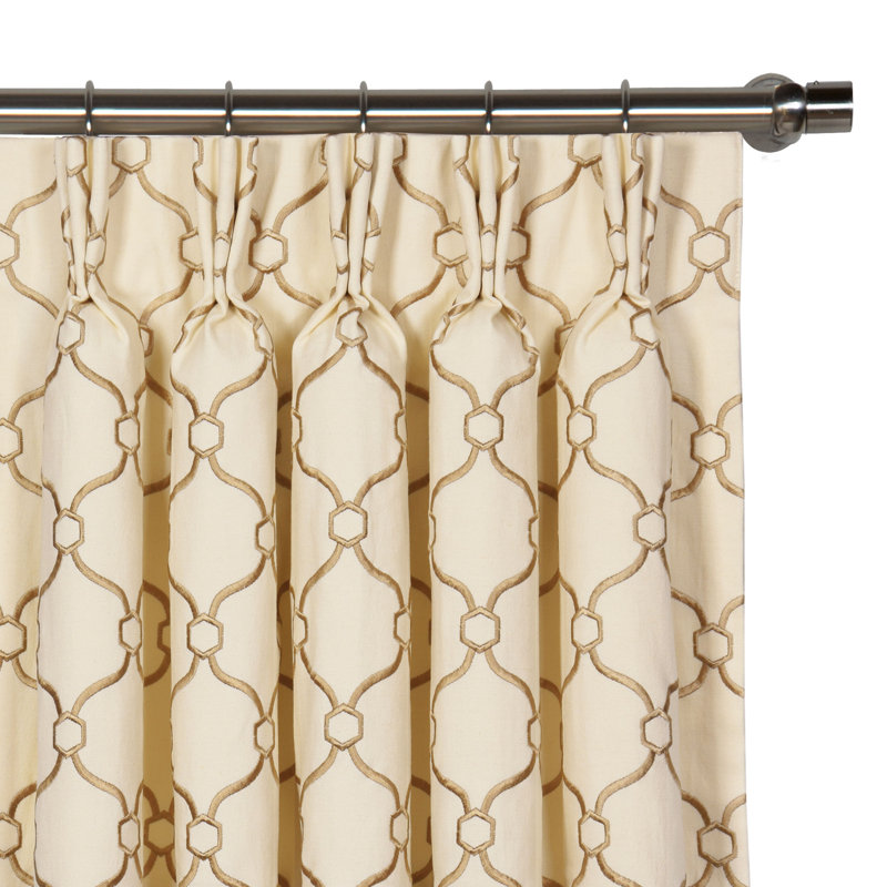 Theodore Emboidery Room Darkening Curtain, 20" x 84", Buff