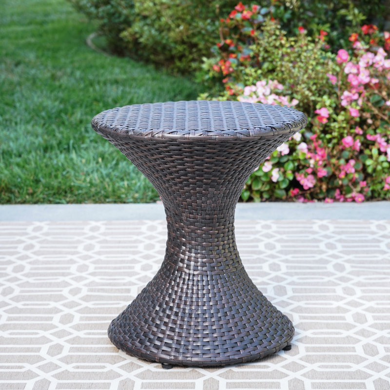 Table d'appoint marron multicolore de 40 cm, fonctionnelle et élégante pour l'extérieur, structure en fer, aucun assemblage requis, pratique et stylée pour tous les espaces.