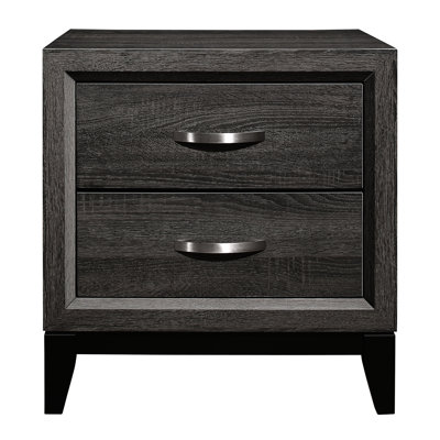 Modern Gray Bedroom Nightstand With Metal Center Glides And 2 Drawers Contemporary Style In For Decor