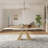 Extendable 63 to 94" 10-Seat Beige Sintered Stone Dining Table with Carbon Steel Base, Large Modern Rectangular Dining Room Table For Home, Kitchen, Living Room-830257067-837425701