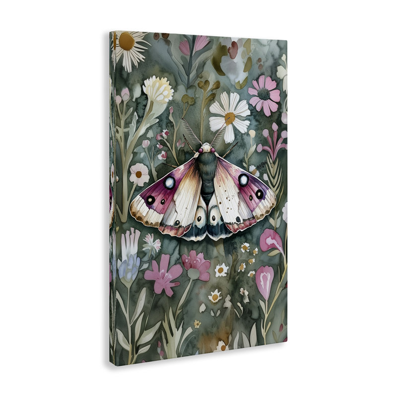 Magnifique toile de papillon sur fond floral, design par The Dutch Lady, H 24 po x l 16 po