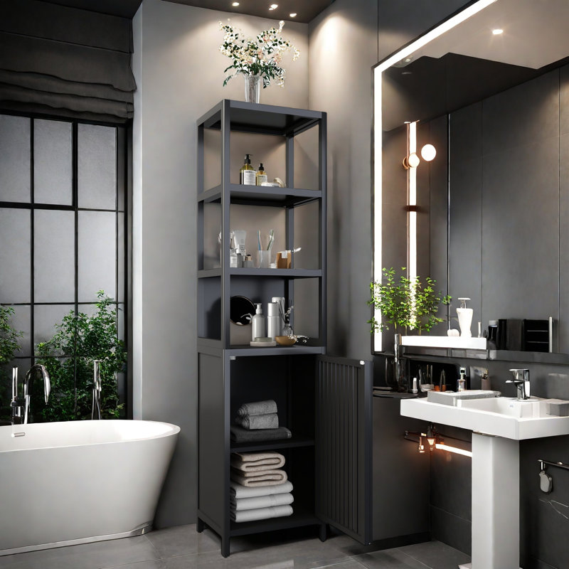 Storage Tall Slim Cabinet With Shutter Door