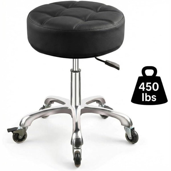 Height-Adjustable Rolling Stool With Extra-Thick Cushion