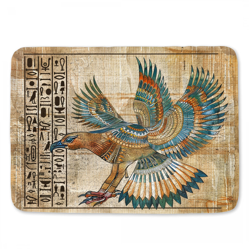 Tapis de bain ancien symbole historique méditerranéen, L 24 po x l 17 po