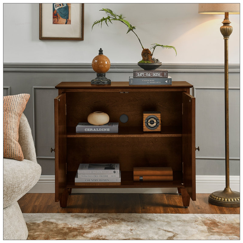 Retro Wooden Sideboard Buffet Cabinet With Storage, Symmetrical Geometric Accent, Media Console For Living And Dining Rooms