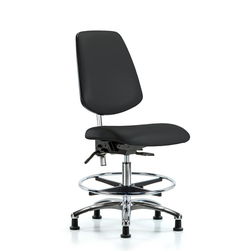 Miah Vinyl Drafting Chair, Black, Glides, Not Included