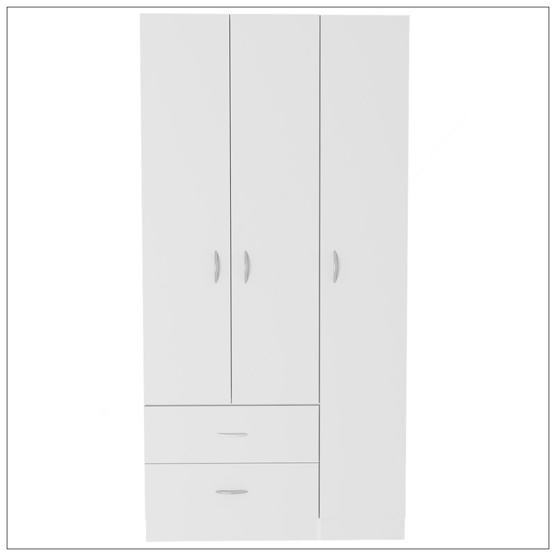 Armoire trois portes Clark, blanc, Blanc