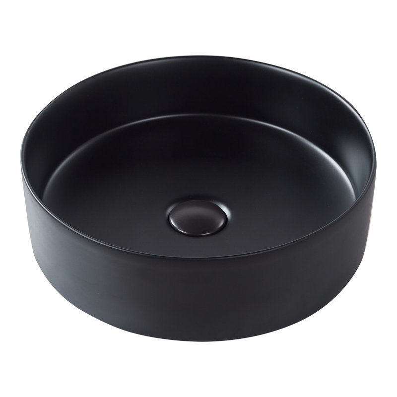 Latitude Run Avamay 16mm L x 16mm W Ceramic Oval Sink, Black