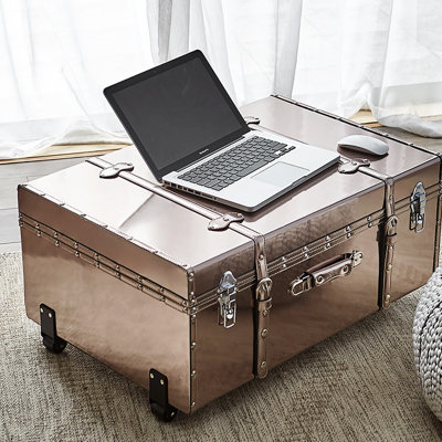 Texture Brand Designer Trunk with Wheels - Metallic