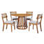 Ensemble de salle à manger avec table et 4 chaises rembourrées avec dossier en rotin