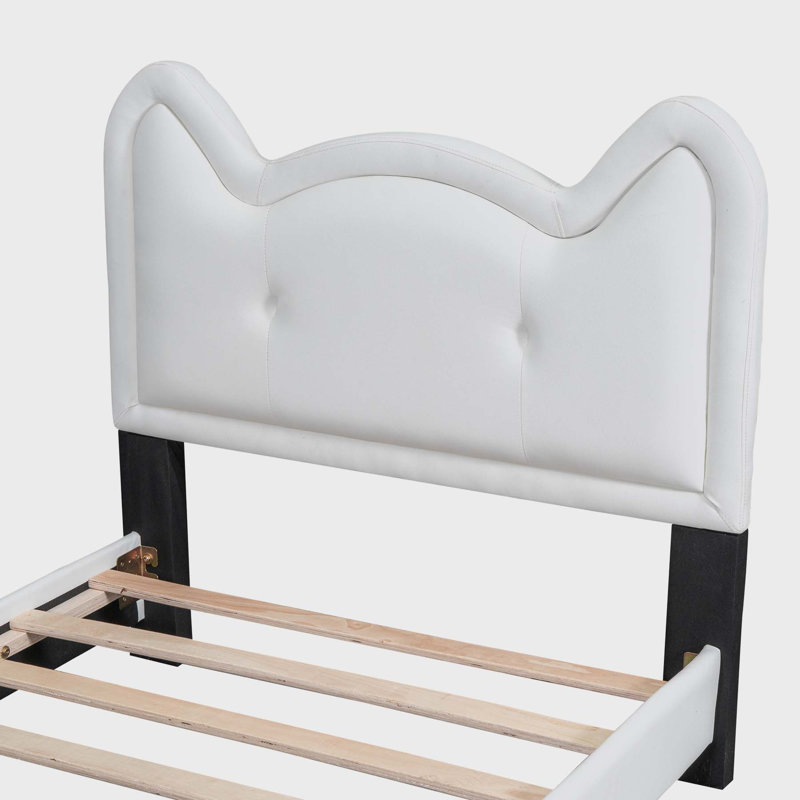 Ceasar Vegan Leather Platform Bed, Twin, White