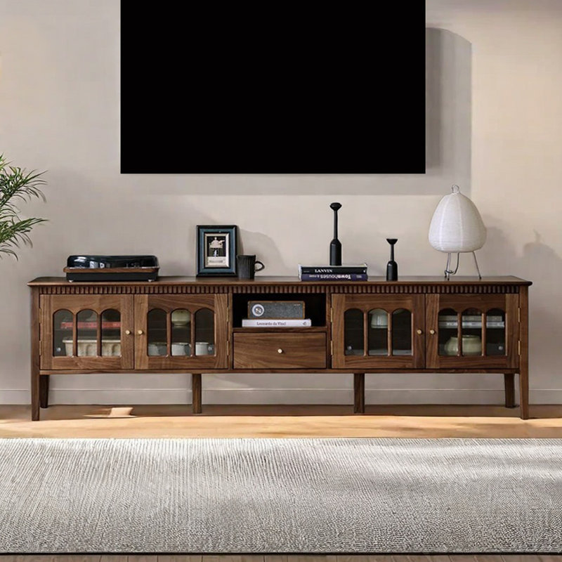 Meuble télé rétro en noyer noir, 86.61"