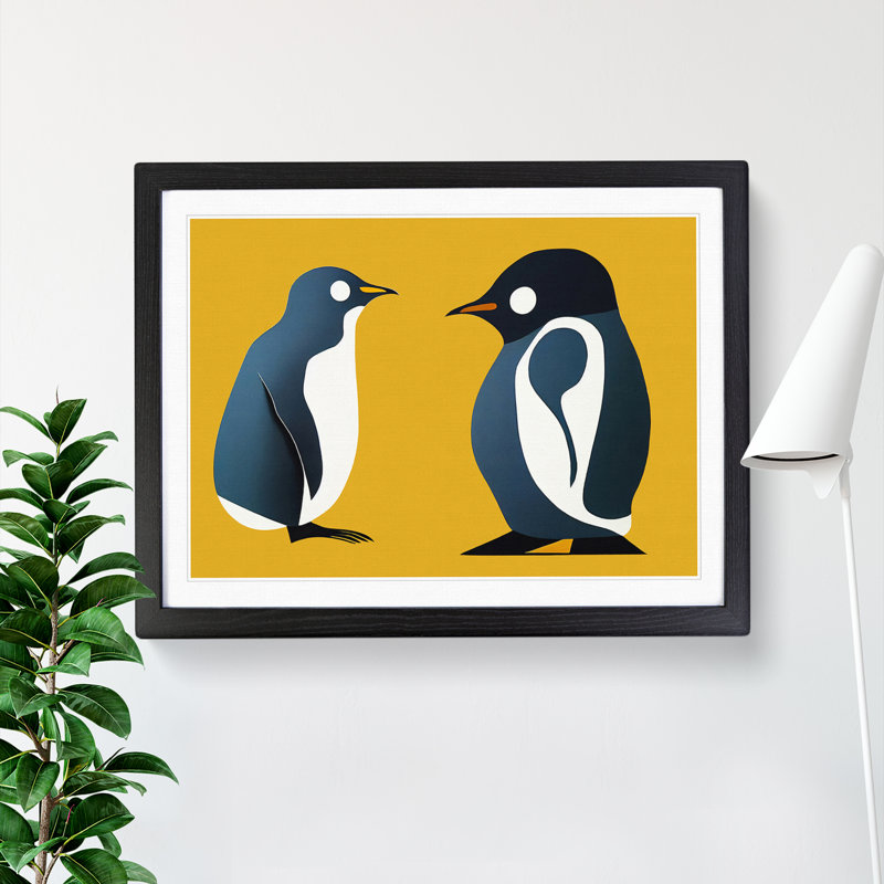Young Penguins Abstract - Framed Print, Black, 25cm H x 34cm W x 2cm D