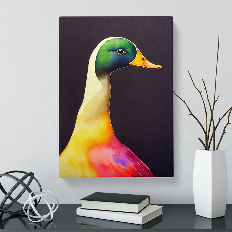 Watercolour Duck Vol.4 - Wrapped Canvas, 50cm H x 35cm W x 3cm D
