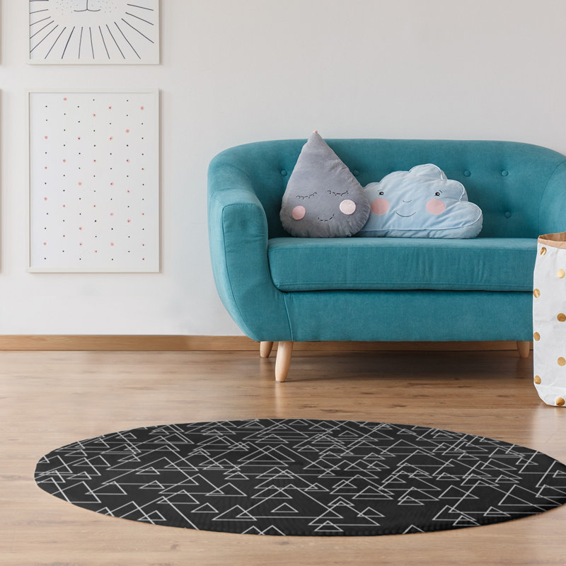 Chenille Geometric Indoor Rug, Round 5'
