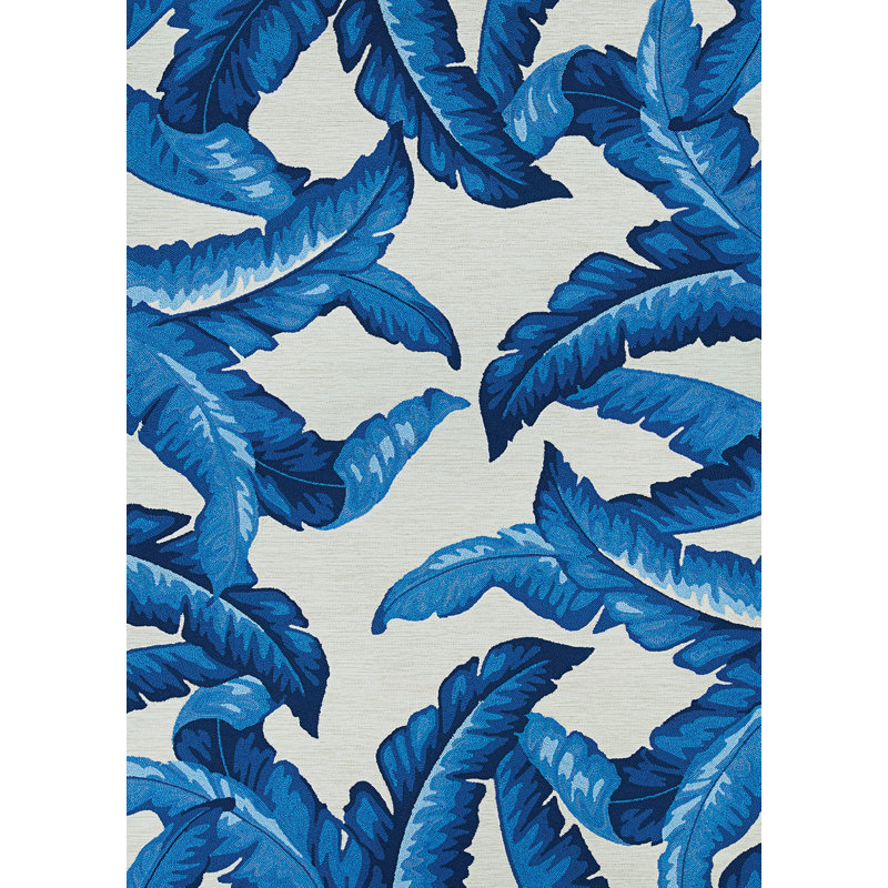 Tapis d'intérieur / extérieur bleu crocheté à la main StowtheWold, Rectangle 3 pi 6 po x 5 pi 6 po