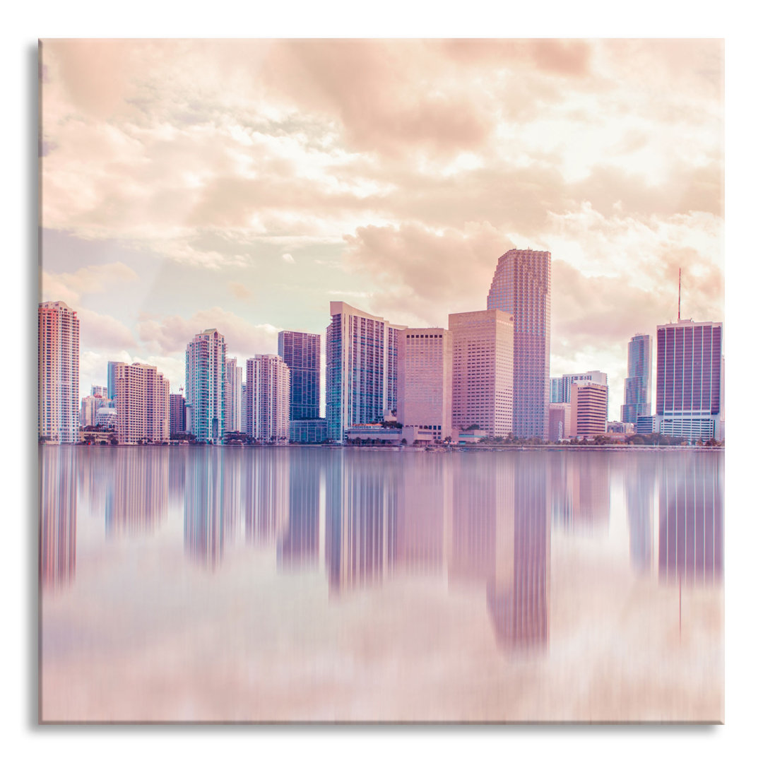 Glasbild Miami Florida Skyline