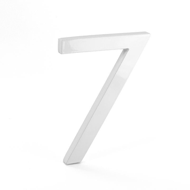 Numéro de maison à fixation flottante 10 po, 7, Nickel satiné / marine