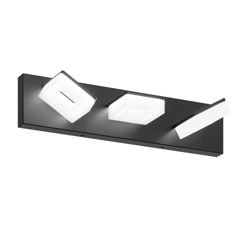 Éclairage pour meuble-lavabo noir mat à 4 lumières de 19,7 pouces à intensité variable avec têtes rotatives à 360 ° en acrylique, pour l'éclairage de meubles de salle de bain et de chambre à coucher