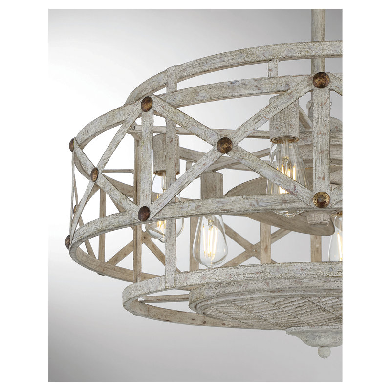 Fandelier 29 po 6 lumières Gean avec décorations dorées et télécommande Gean