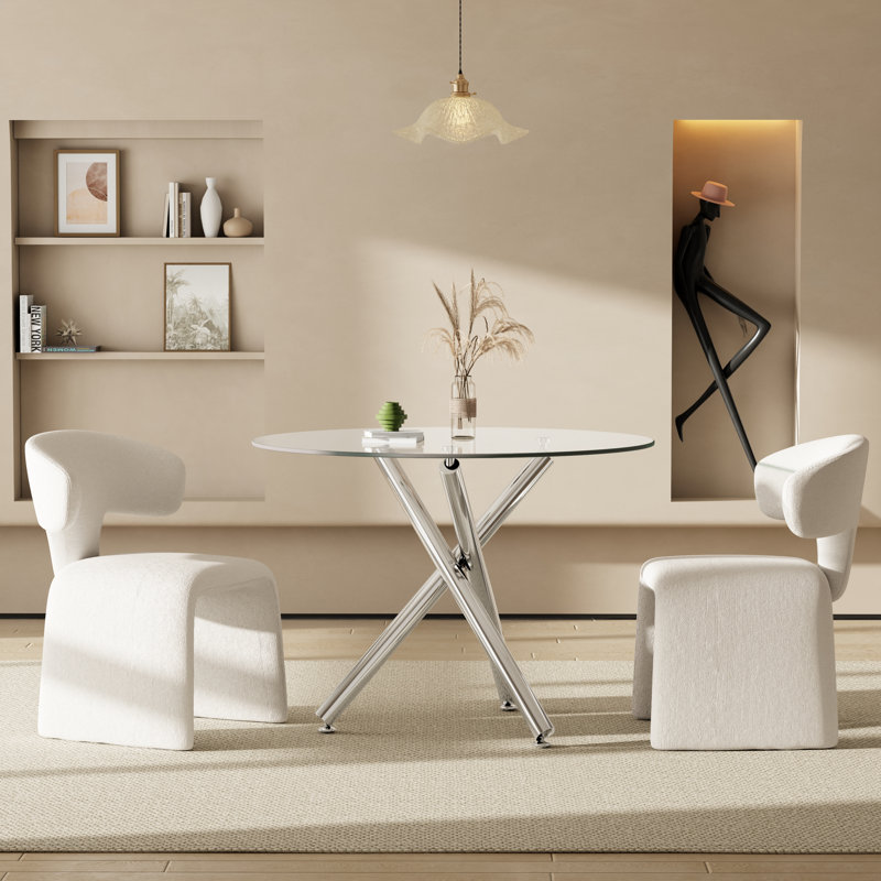 Ensemble de salle à manger Hoggan, 3 Pieces: Table, 2 Chairs, 29.5" H x 36" L x 36" W, Silver