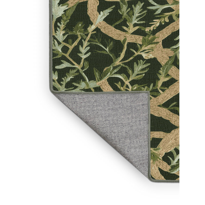 Tapis vert botanique lavable à la machine, Rond 3 pi