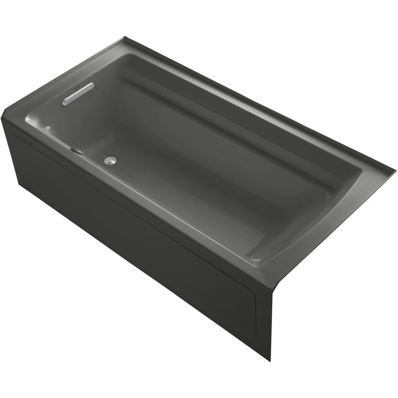 Archer 72" x 36" Alcove Air Acrylic Bathtub Heater Included, Thunder Gray, Left