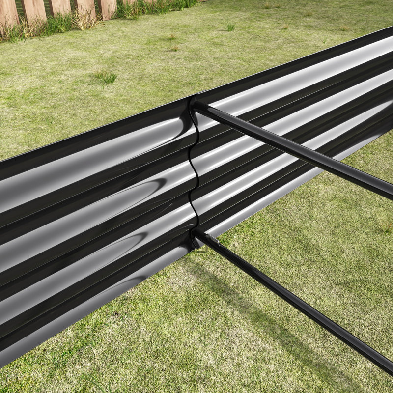 7.6x3.7x0.98ft Raised Garden Bed Kit - Metal Raised Bed Garden for Flower Planters, Vegetables Herb, Black