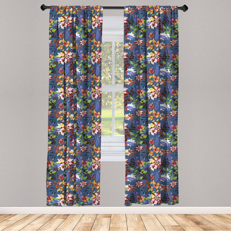 Floral Semi-Sheer Rod Pocket Curtain Panels, 28" x 84"