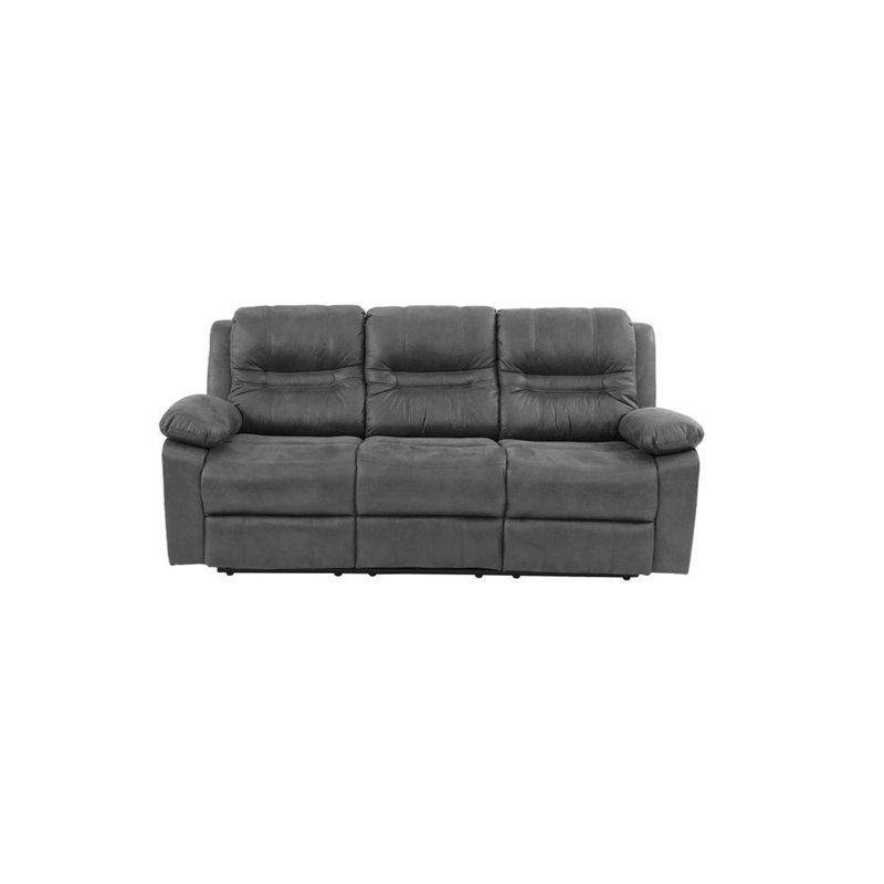 Contemporary Motion 1Pc Couch Metal Reclining Plush Cushion Living Room Furniture Slate Breathable Leatherette Recliners