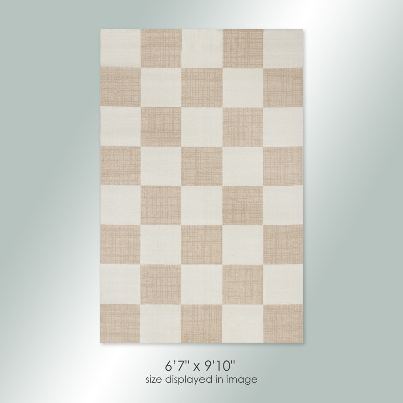 Wum Collection Cream/Beige Area Rug, Rectangle 6'7" x 9'10", Beige/Cream