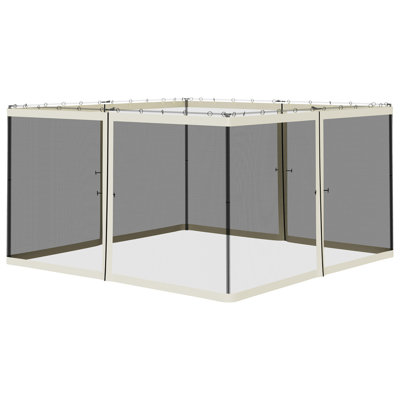 Filet de remplacement universel en mailles de remplacement 12 'x 12' pour abris de jardin et tentes à auvent avec fermetures à glissière, (paroi latérale seulement), crème