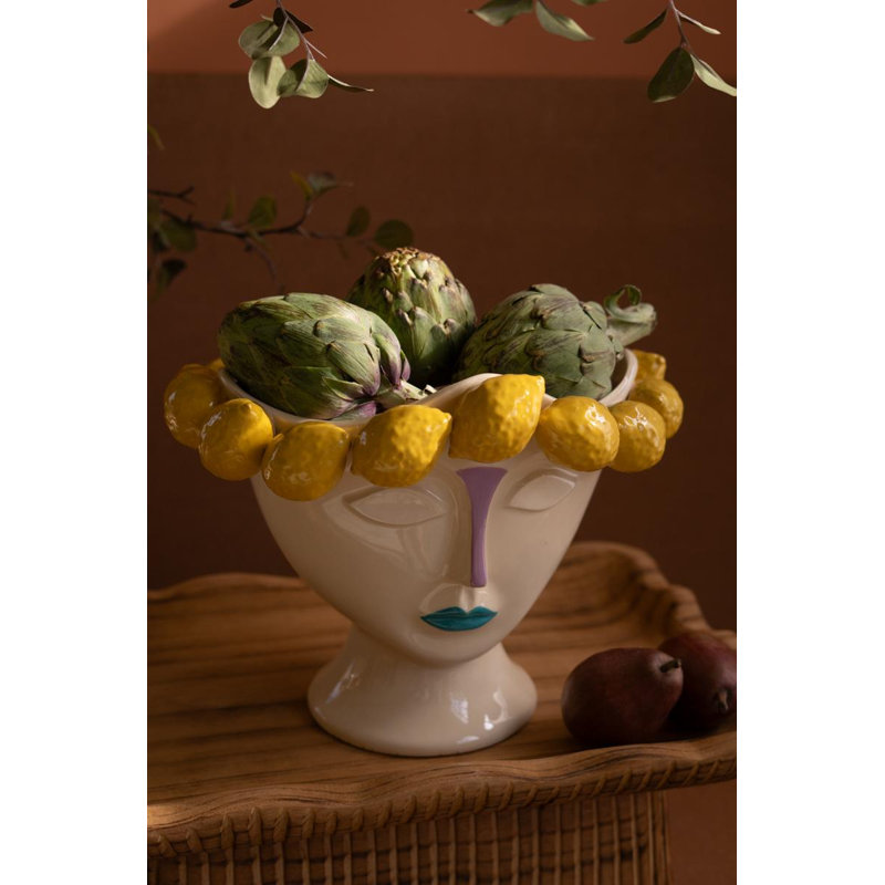 CERAMIC HEAD VASE WITH LEMONS