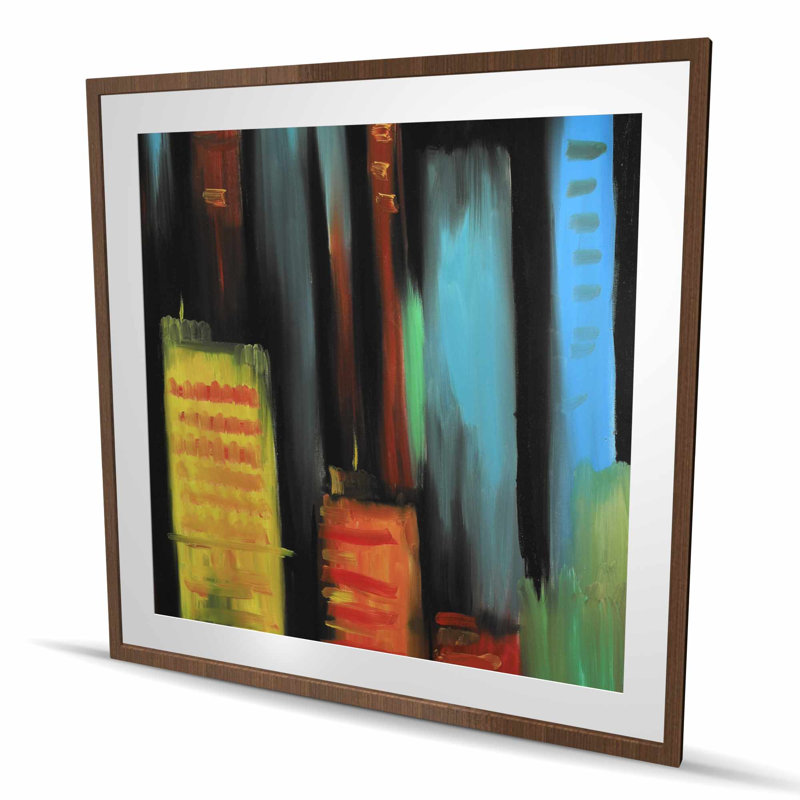 «Abstract Tall Buildings - Black», reproduction encadrée contemporaine