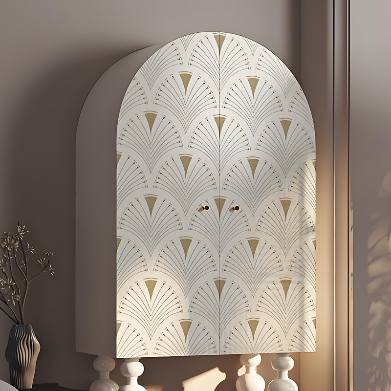 Armoire de rangement en bois massif avec pieds hauts, Ivoire blanc