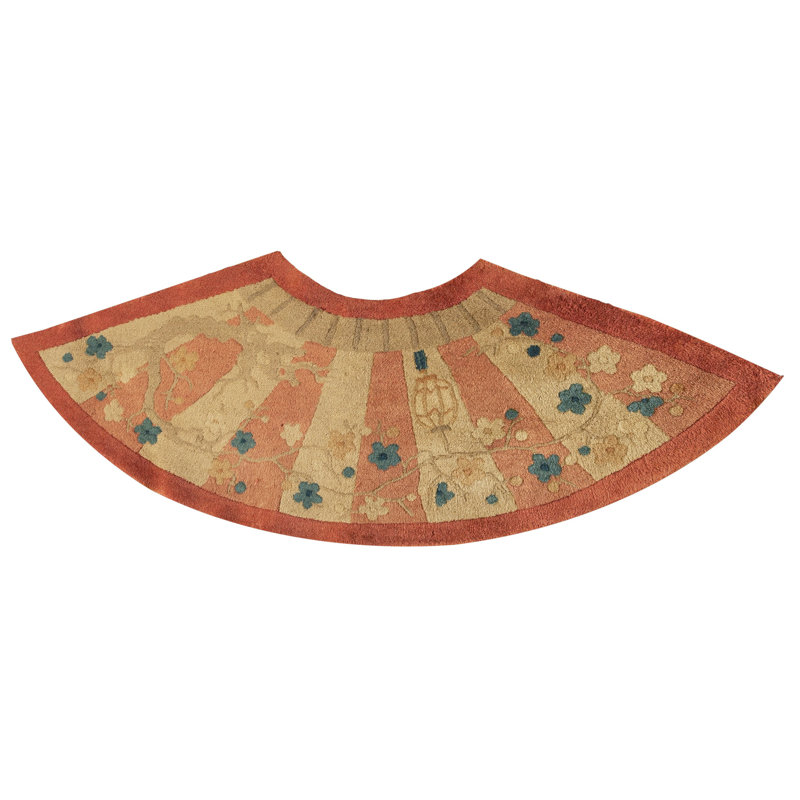 Oval 1920s Hand Knotted Pile Wool Coral / Salmon Pink Antique Rug