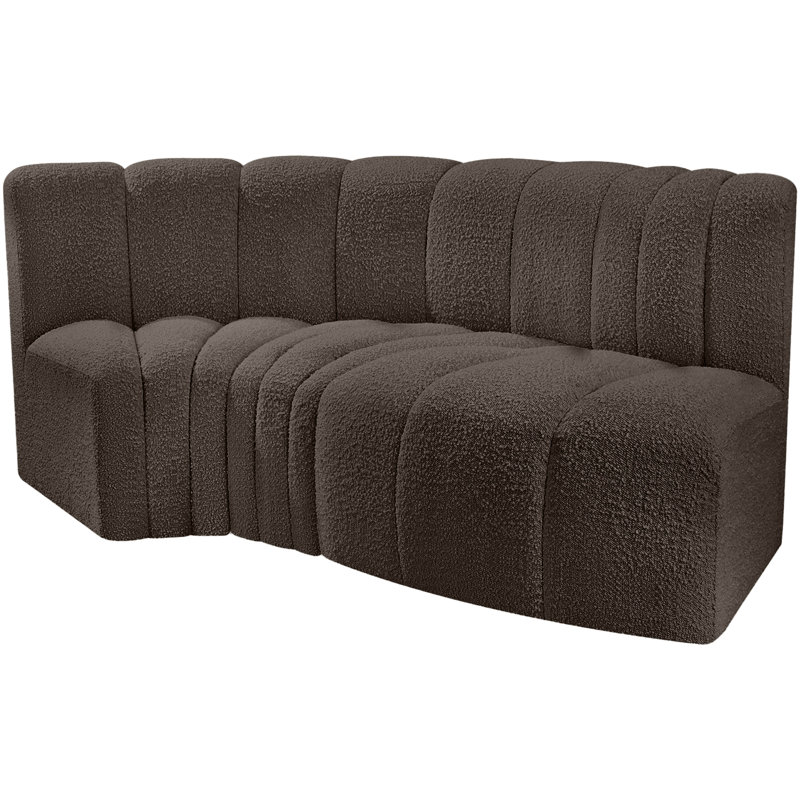 Hubertus Upholstered Curved Sectional Reversible, Brown Boucle Fabric