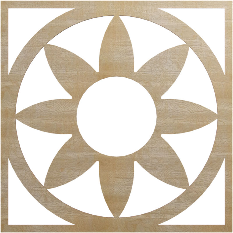 Médaillon de plafond en bois Blume, Bouleau, H 32 po x l 32 po x P 0,25 po