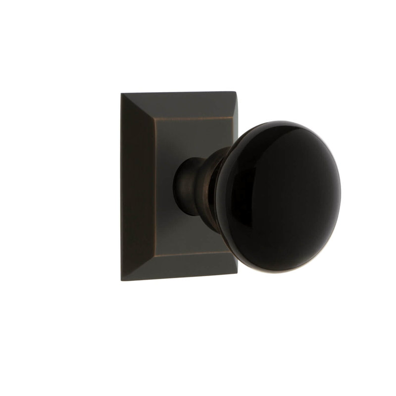 Grandeur Concealed Screw Mechanism Mushroom Knob with Square Rosette, Timeless Bronze
