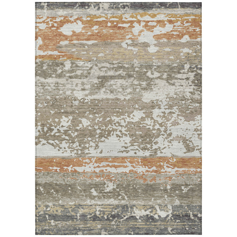 Machine Washable Indoor/Outdoor Lanphear ACN2398 Stripes Rug, Rectangle 9' x 12'