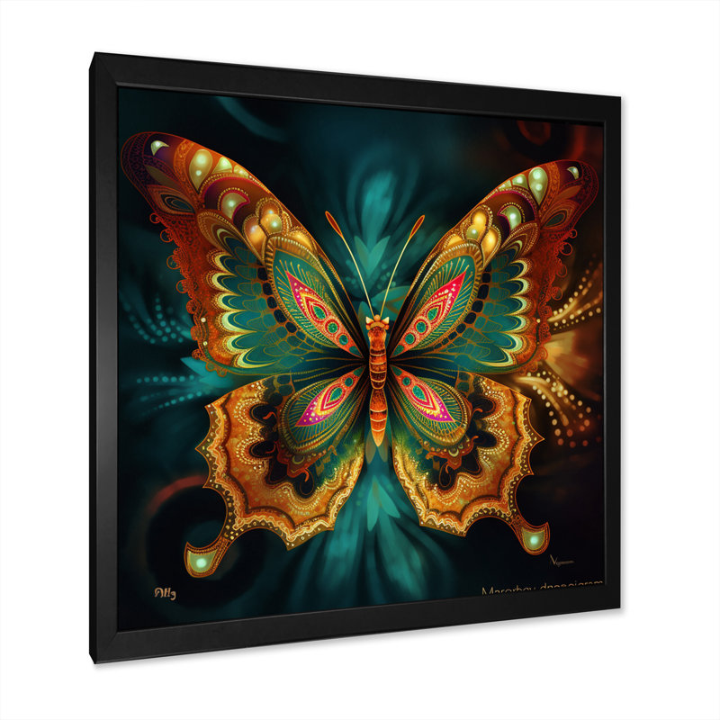 Papillon magique éthéré I, Cadre simple noir, H 36 po x l 36 po x P 1,5 po