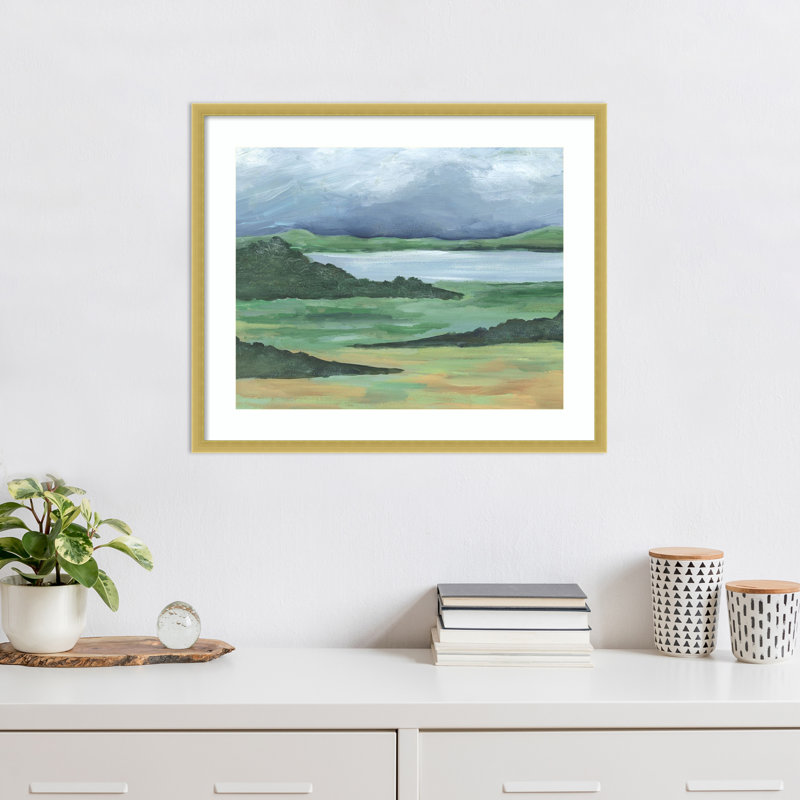 «Striated Terrain II» par Regina Moore, impression sur bois encadrée, H 21 po x l 25 po